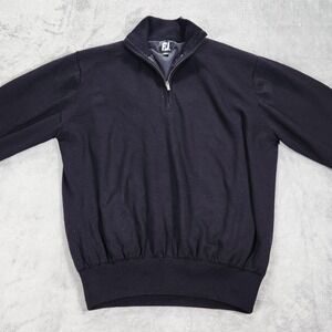 FootJoy Sweater Mens Large Black 1/4‎ Zip Mock Neck Wool Golf Knit Pullover